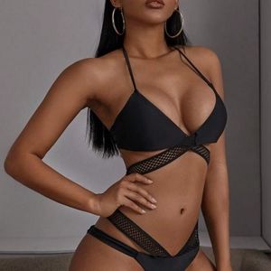 Criss Cross Halter Triangle Bikini SwimsuitSize XL (US 12/14)